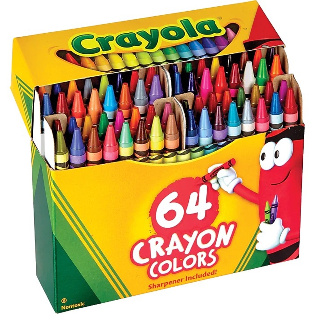 Crayola Crayons Box with Sharpener 64 Crayons assorted colors